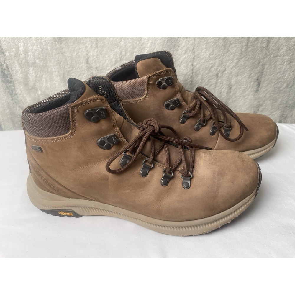 Merrell Boots Mens Size 11 Brown Waterproof Chukka Hiking Vibram Megagrip J84903